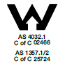AUS AS 4032.1 Cof C 02466  AS 1357.1/2 C to C 25724 