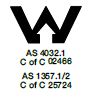 AUS AS 4032.1 Cof C 02466 AS 1357.1/2 C to C 25724 AUS AS 4032.1 Cof C 02466 AS 1357.1/2 C to C 25724