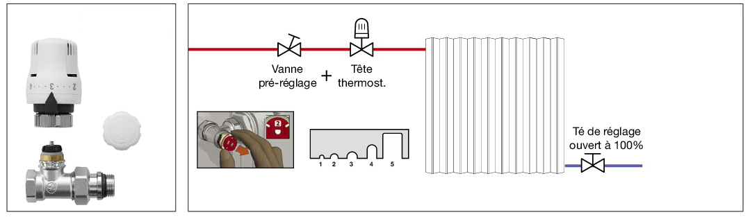 Robinet Radiateur Thermostatique + Coude de Réglage –