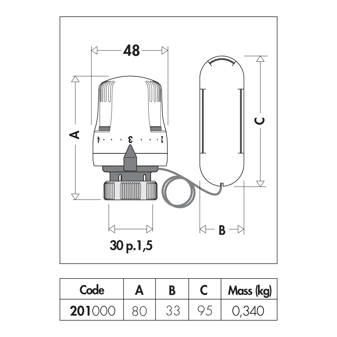 TA Heimeier 6002-00.500 Thermostat Head K With Remote Sensor