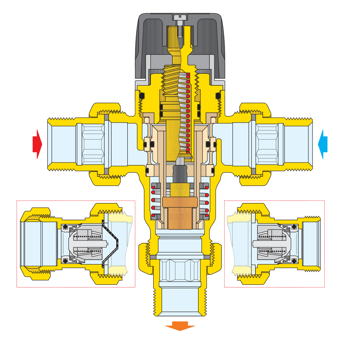 Adjustable antiscale thermostatic mixing valve. Caleffi S.p.a.