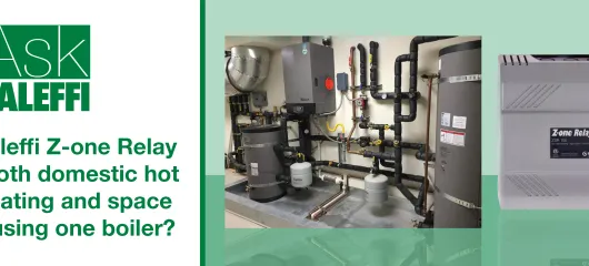 Can a Caleffi Z-one Relay control both domestic hot water heating and space heating using one boiler?