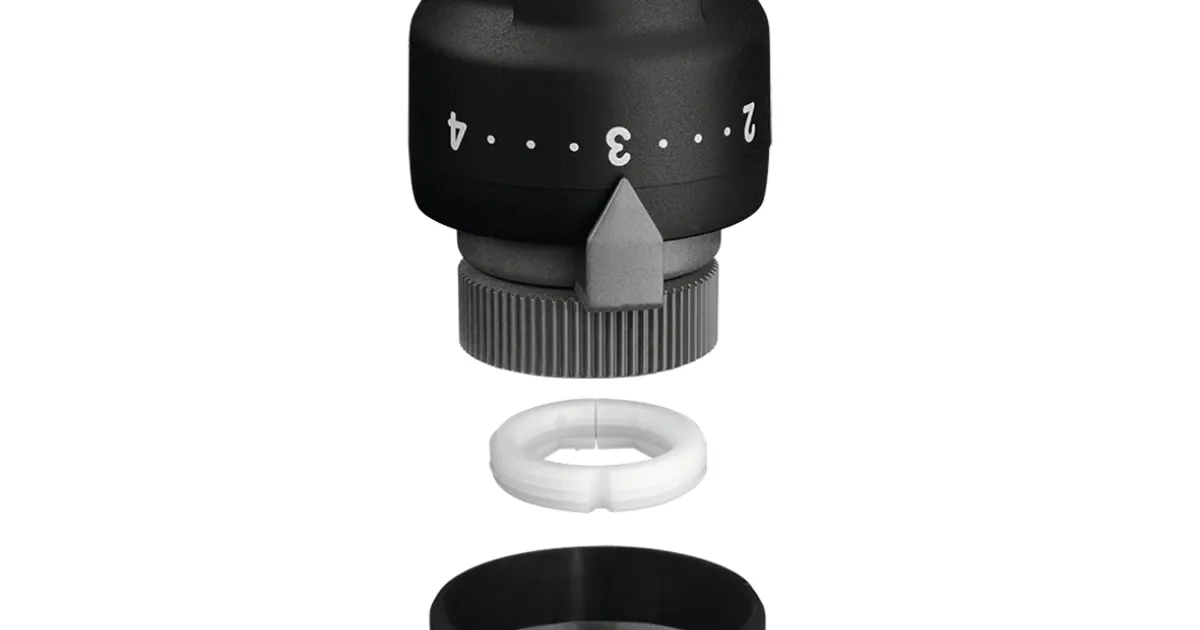 Thermostatic control head for designer heating system valves. Builtin