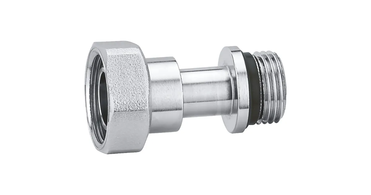 Telescopic union tailpiece with nut for radiator valves and lockshield