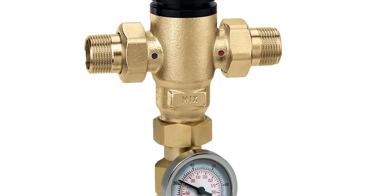 MixCal™, Adjustable thermostatic mixing valve with gauge (NPT